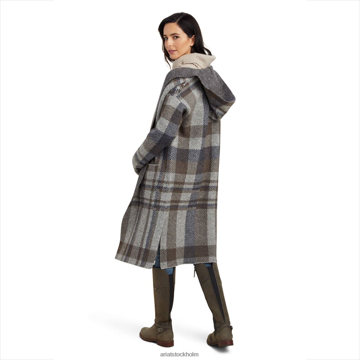 blast Ariat saratoga kofta gråmelerad pläd kvinnor F04843340