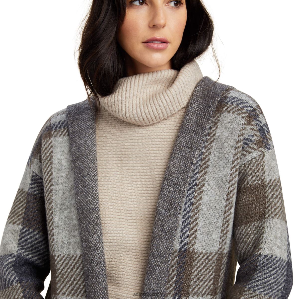 blast Ariat saratoga kofta gråmelerad pläd kvinnor F04843340