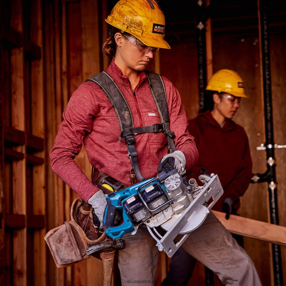 blast Ariat armeringsjärn foundation 1/4 zip-skjorta rosenträ kvinnor F04843265