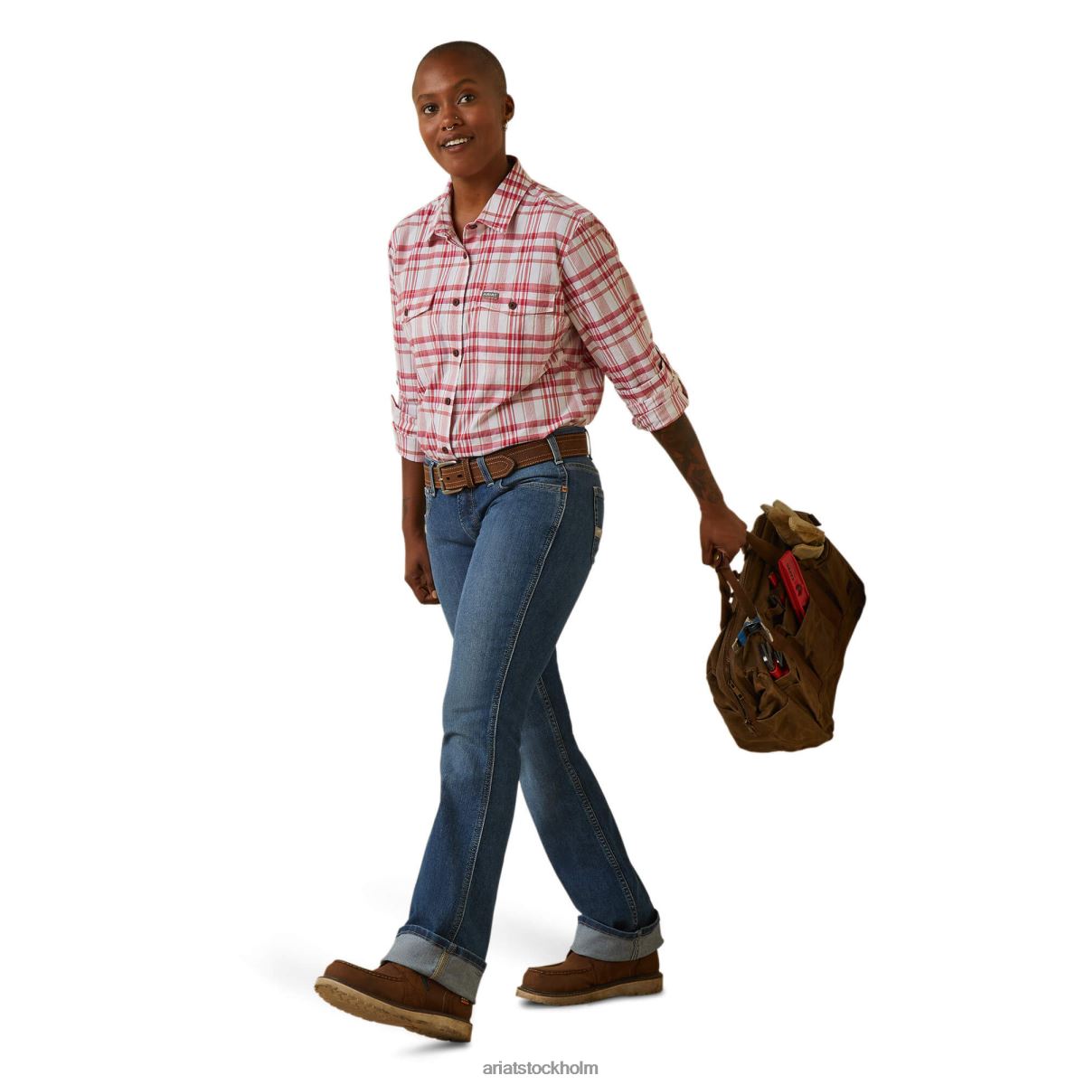 blast Ariat armeringsjärn tillverkad tuff durastretch arbetsskjorta körsbär julibee pläd kvinnor F04842960