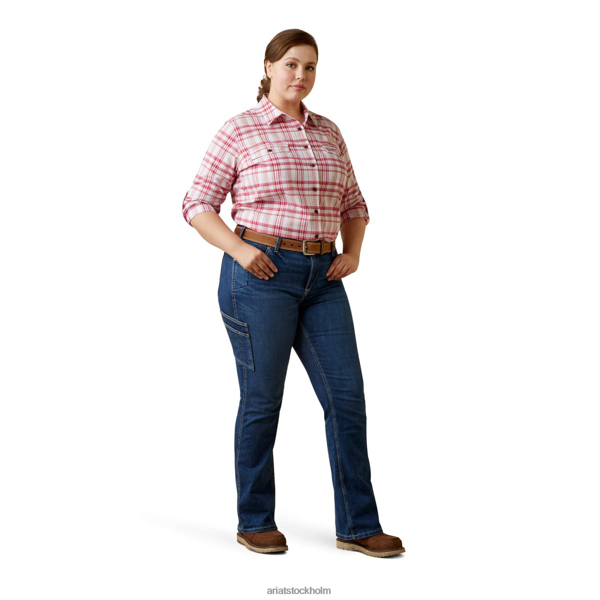 blast Ariat armeringsjärn tillverkad tuff durastretch arbetsskjorta körsbär julibee pläd kvinnor F04842960