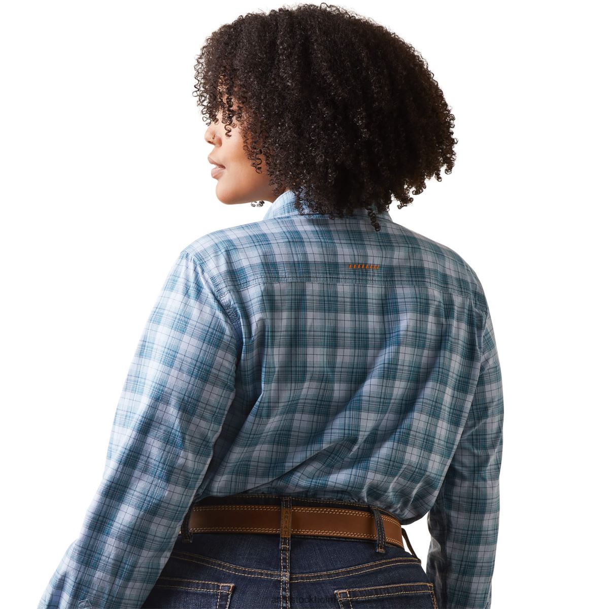 blast Ariat armeringsjärn tillverkad tuff durastretch arbetsskjorta klar himmel pläd kvinnor F04843053