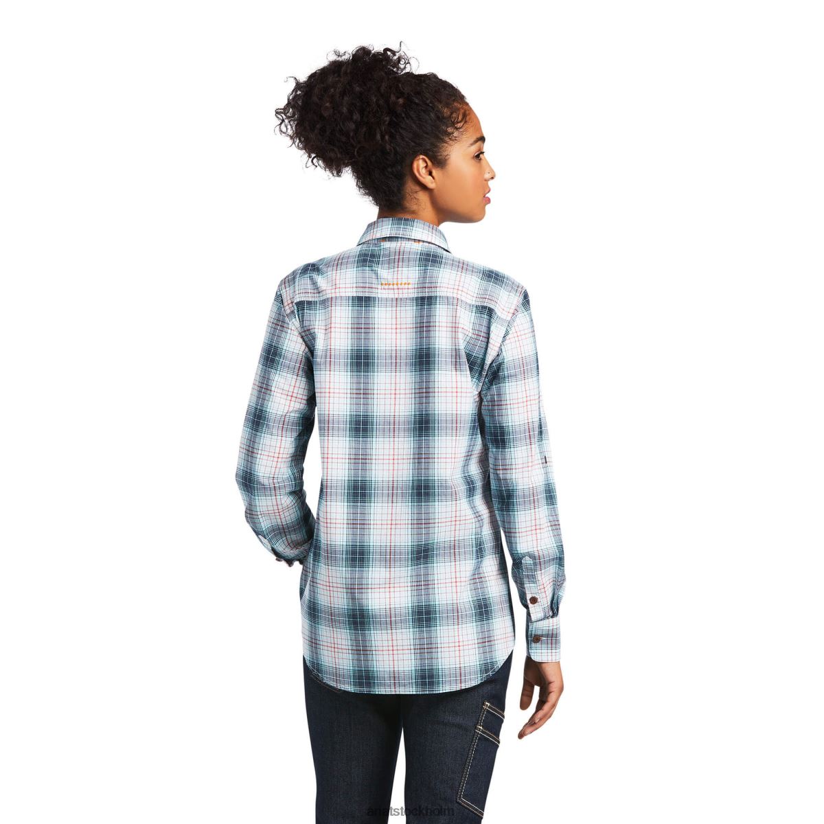 blast Ariat armeringsjärn tillverkad tuff durastretch arbetsskjorta marinförmörkelse kvinnor F04842953