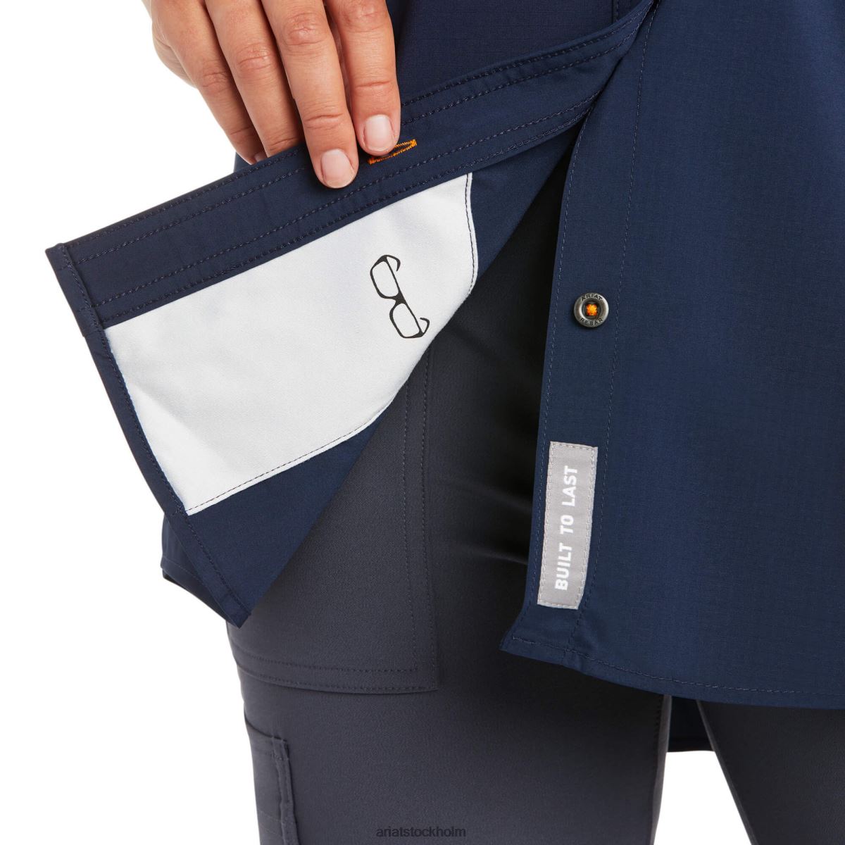 blast Ariat armeringsjärn tillverkad tuff venttek durastretch arbetsskjorta Marin kvinnor F04843060