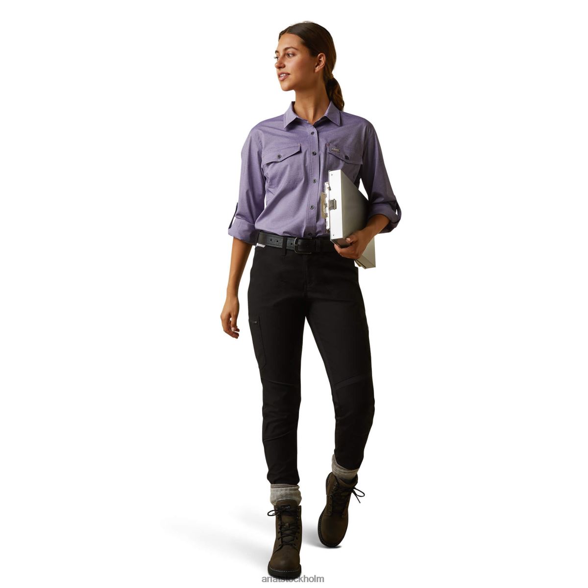 blast Ariat armeringsjärn tillverkad tuff venttek durastretch arbetsskjorta korsikansk blå ljung kvinnor F04843078