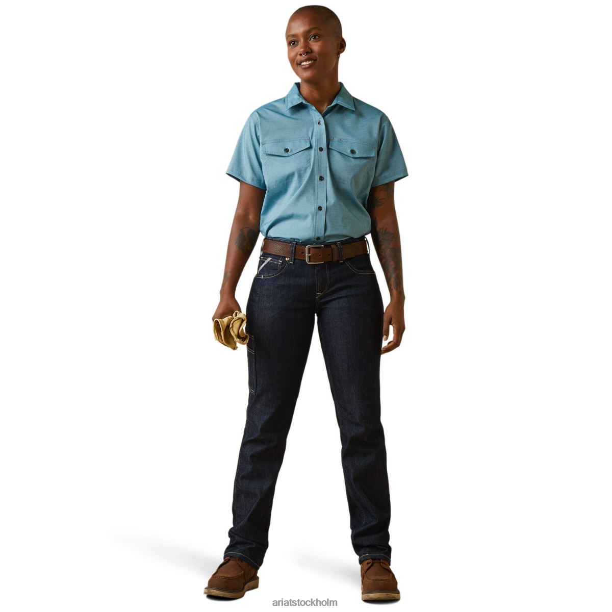 blast Ariat armeringsjärn tillverkad tuff venttek durastretch arbetsskjorta larkspursljung kvinnor F04842990