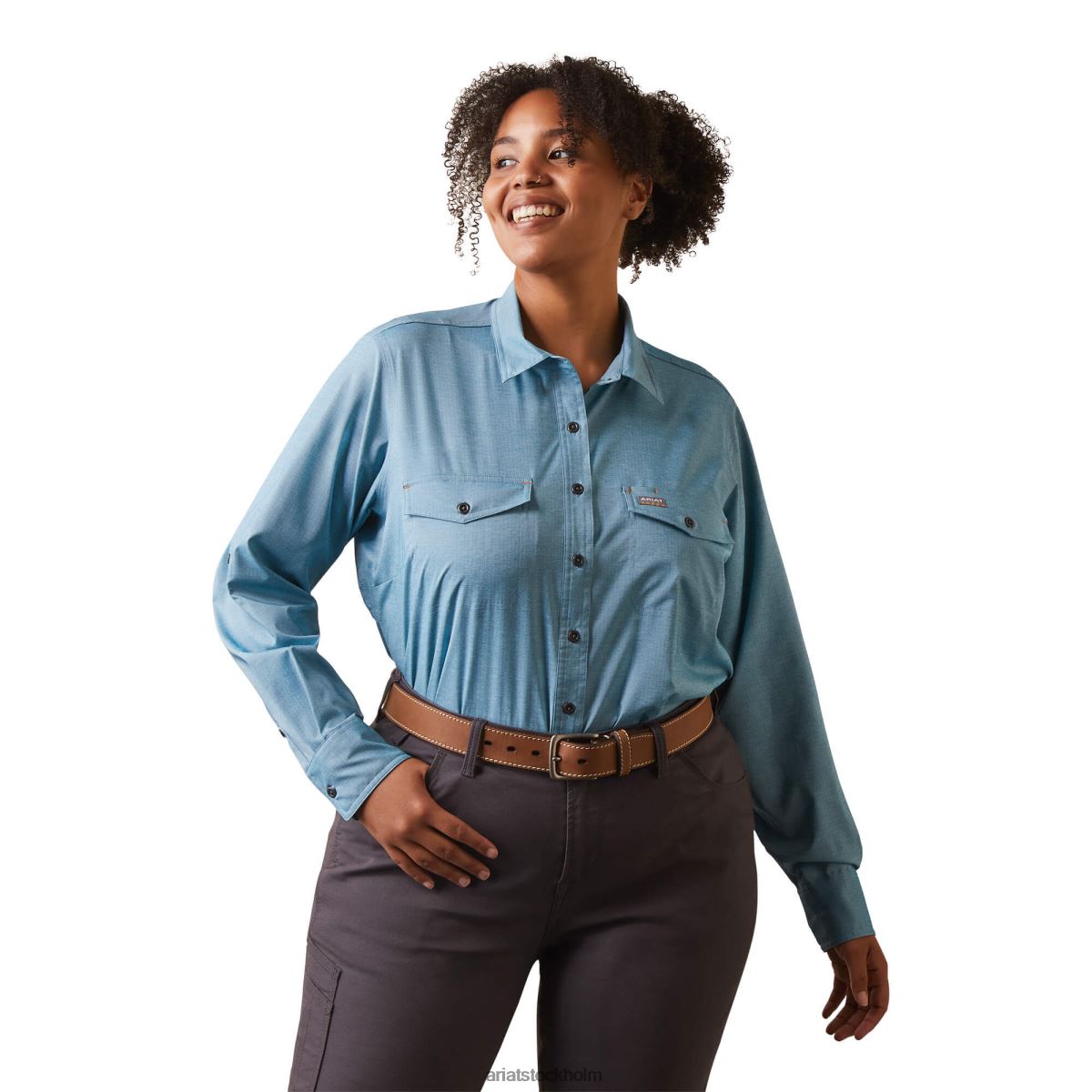 blast Ariat armeringsjärn tillverkad tuff venttek durastretch arbetsskjorta larkspursljung kvinnor F04843102