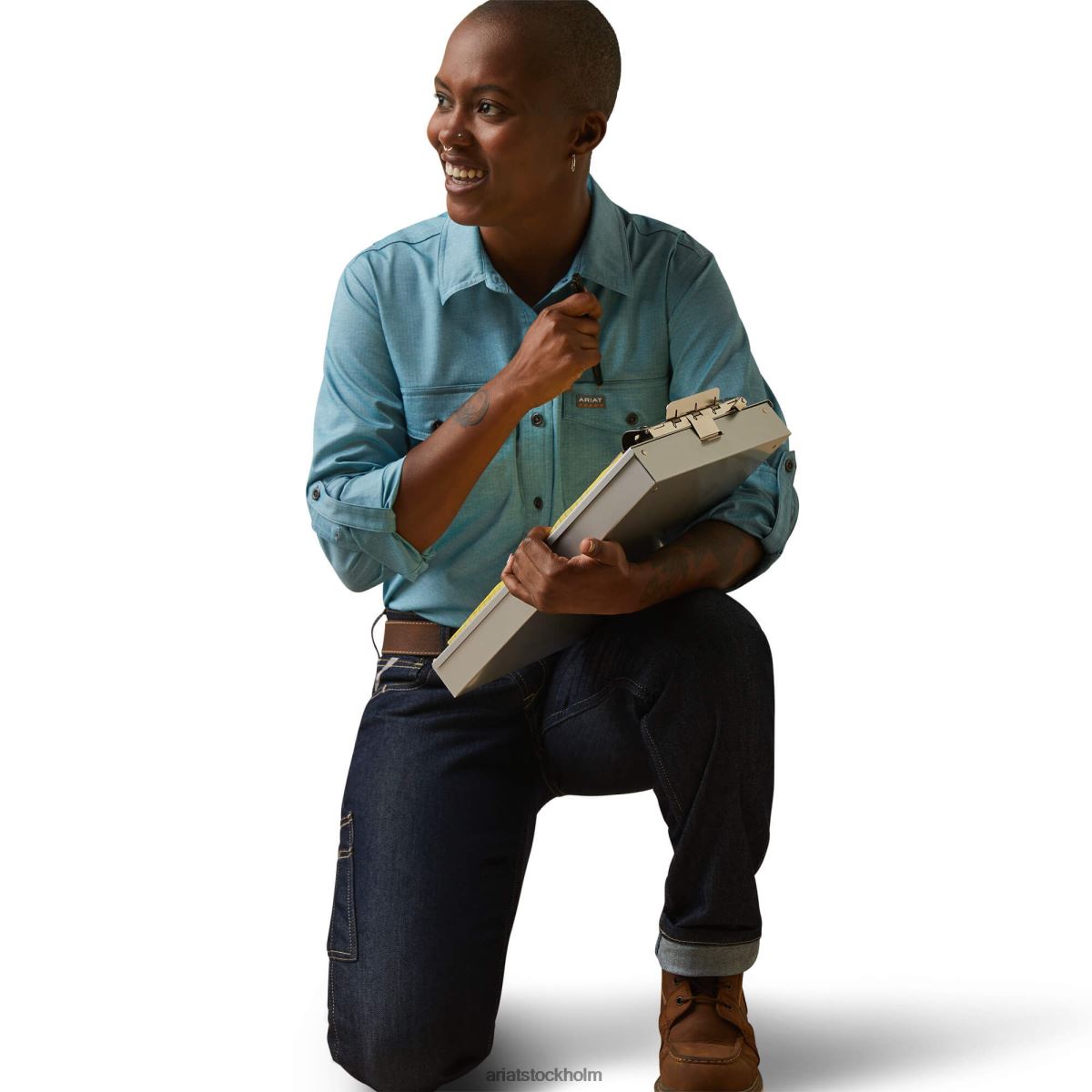 blast Ariat armeringsjärn tillverkad tuff venttek durastretch arbetsskjorta larkspursljung kvinnor F04843102