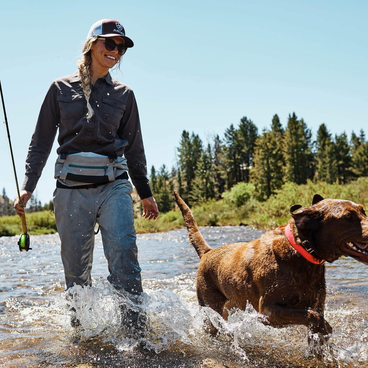blast Ariat armeringstvättad arbetsskjorta i twill armeringsjärn grå kvinnor F04843049