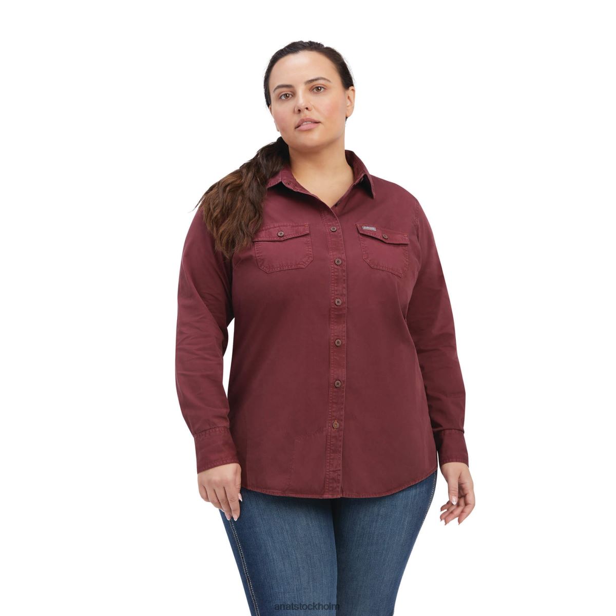 blast Ariat armeringstvättad arbetsskjorta i twill hamn kvinnor F04843080