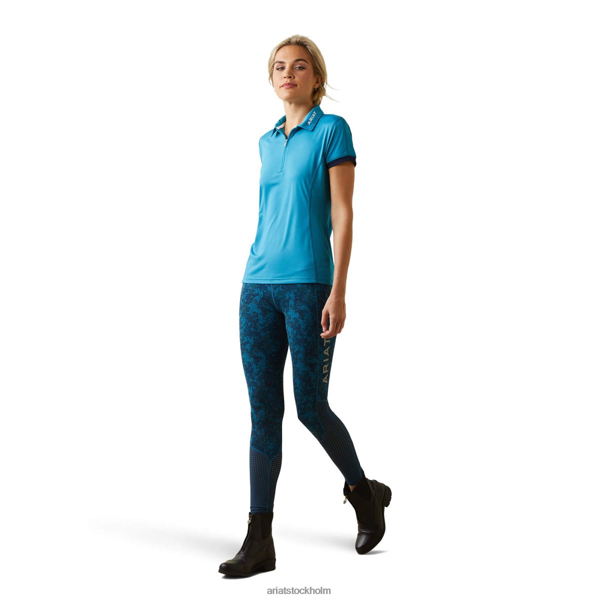 blast Ariat bandera 1/4 pikétröja med dragkedja mosaik blå kvinnor F04843162