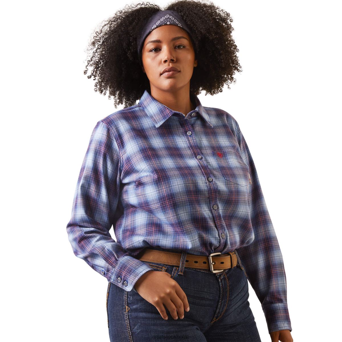 blast Ariat fr mcdowell arbetsskjorta klar himmel pläd kvinnor F04843139