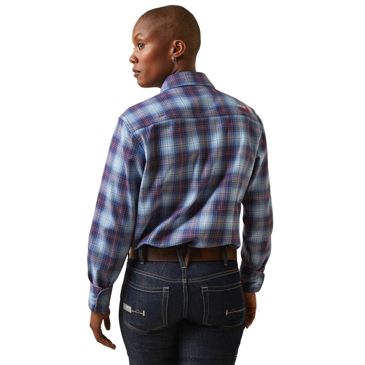 blast Ariat fr mcdowell arbetsskjorta klar himmel pläd kvinnor F04843139