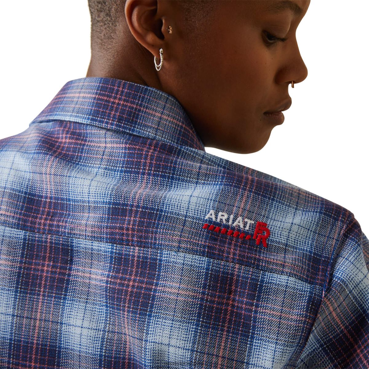 blast Ariat fr mcdowell arbetsskjorta klar himmel pläd kvinnor F04843139