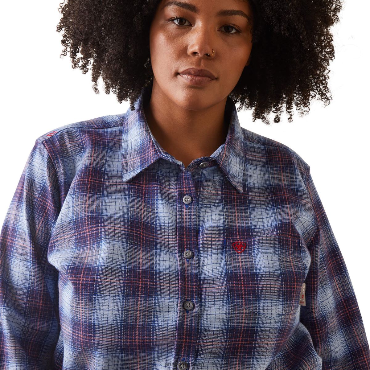 blast Ariat fr mcdowell arbetsskjorta klar himmel pläd kvinnor F04843139