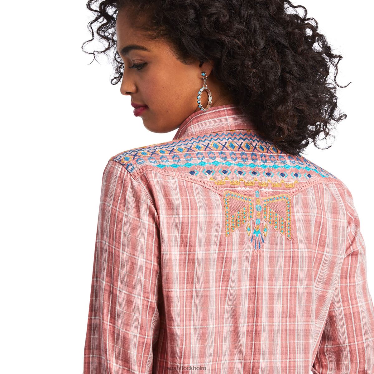 blast Ariat äkta antik thunderbird skjorta antik rubipläd kvinnor F04843209