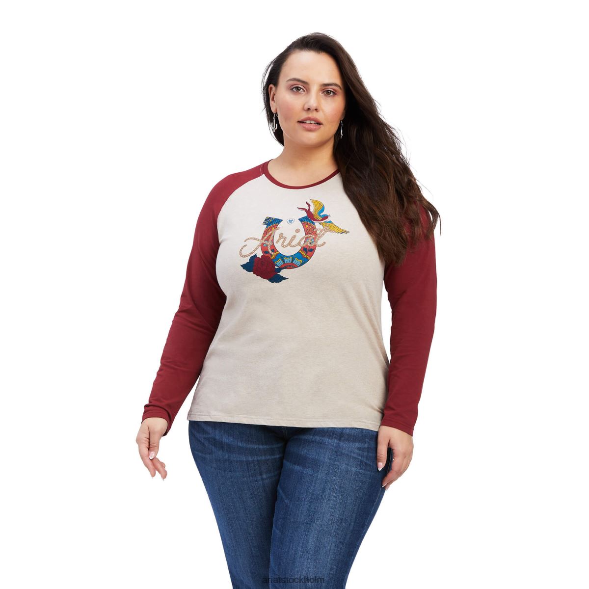 blast Ariat äkta ropey rosa skjorta havregrynsljung/rouge röd kvinnor F04843122