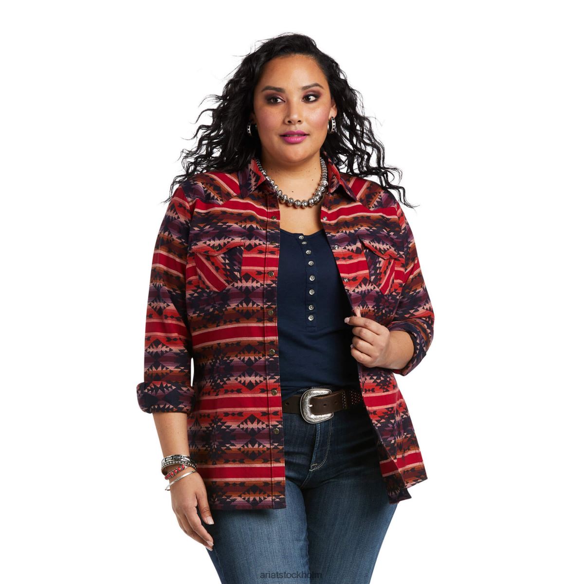 blast Ariat äkta sedona serape skjorta röd kvinnor F04843130