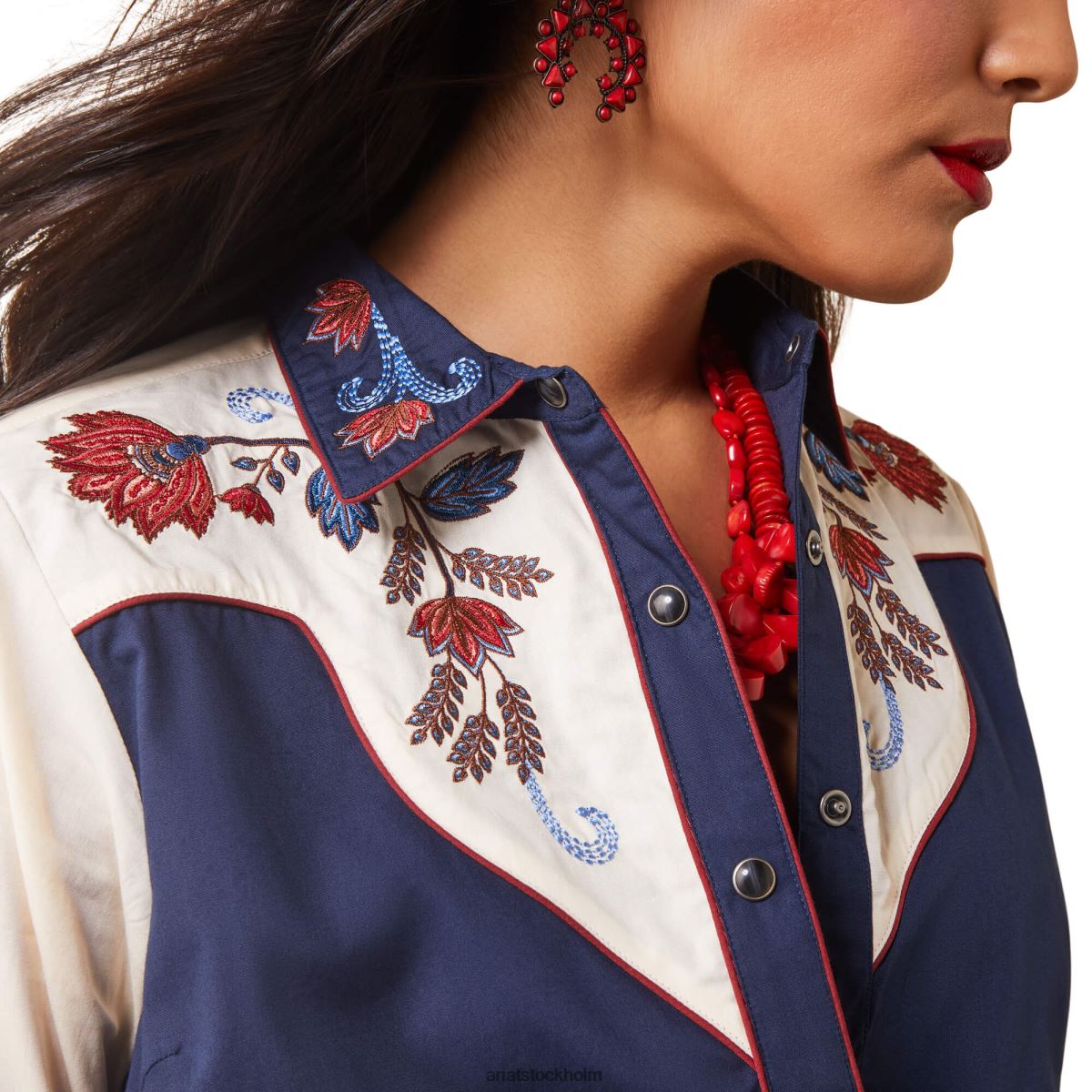 blast Ariat loretta skjorta marin/smörkräm kvinnor F04842759