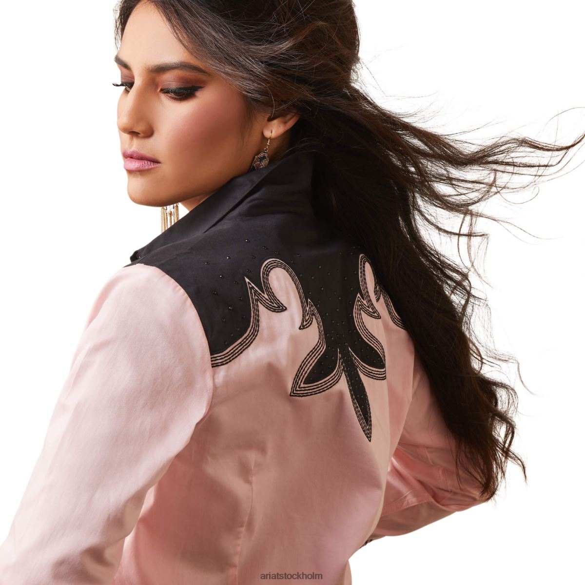 blast Ariat prickig skjorta korallrouge/svart kvinnor F04842775