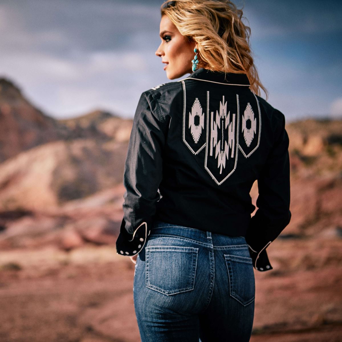 blast Ariat retro snap chimayo skjorta svart kvinnor F04842807