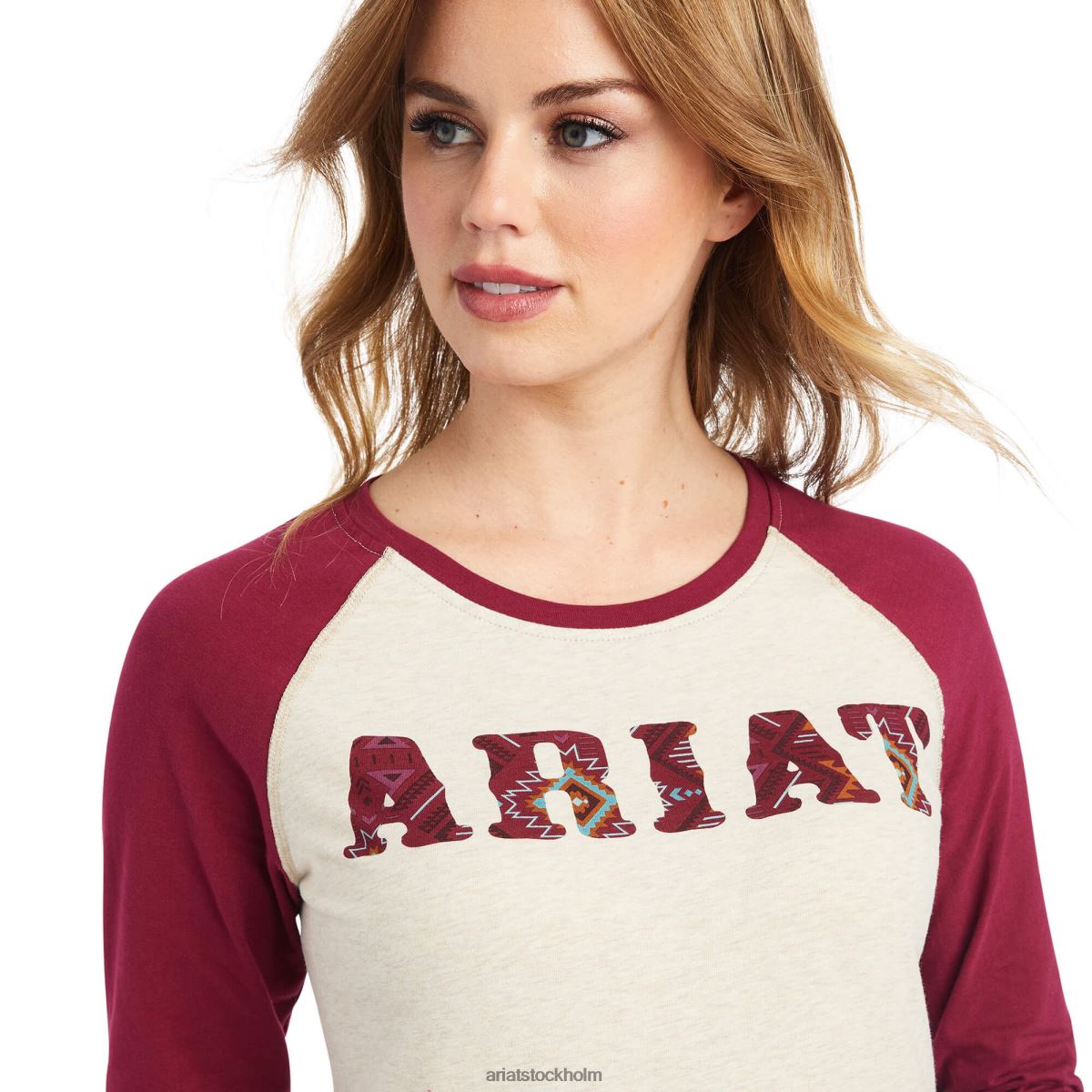 blast Ariat riktig basebolltröja havregrynsljung/betsröd kvinnor F04843156