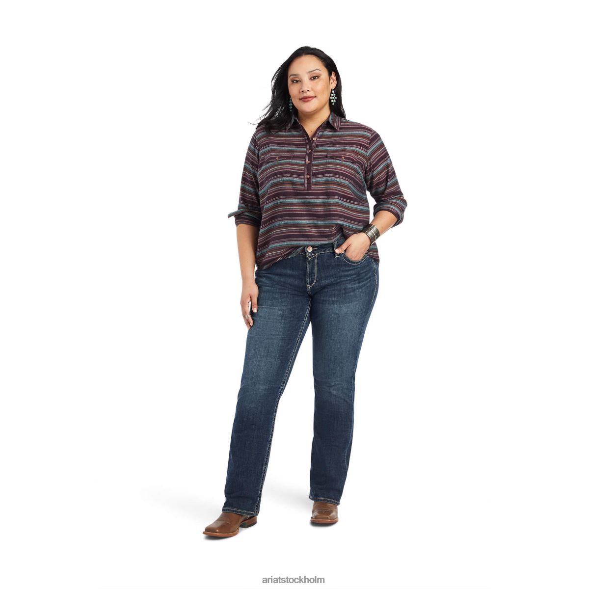 blast Ariat riktig billie jean popover skjorta vägkantsrand kvinnor F04842774