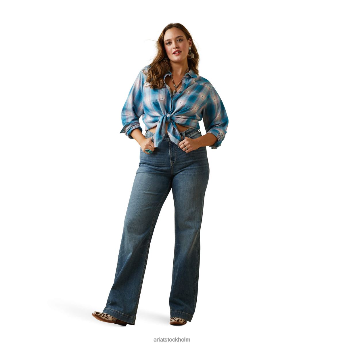 blast Ariat riktig billie jean skjorta idabel dobby pläd kvinnor F04842937
