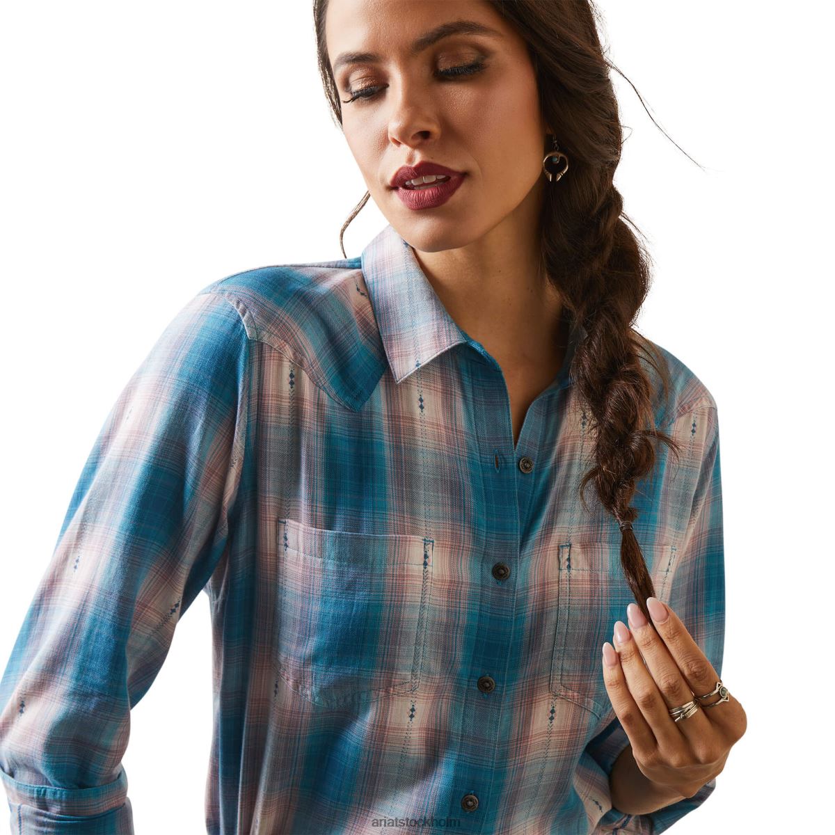 blast Ariat riktig billie jean skjorta idabel dobby pläd kvinnor F04842937