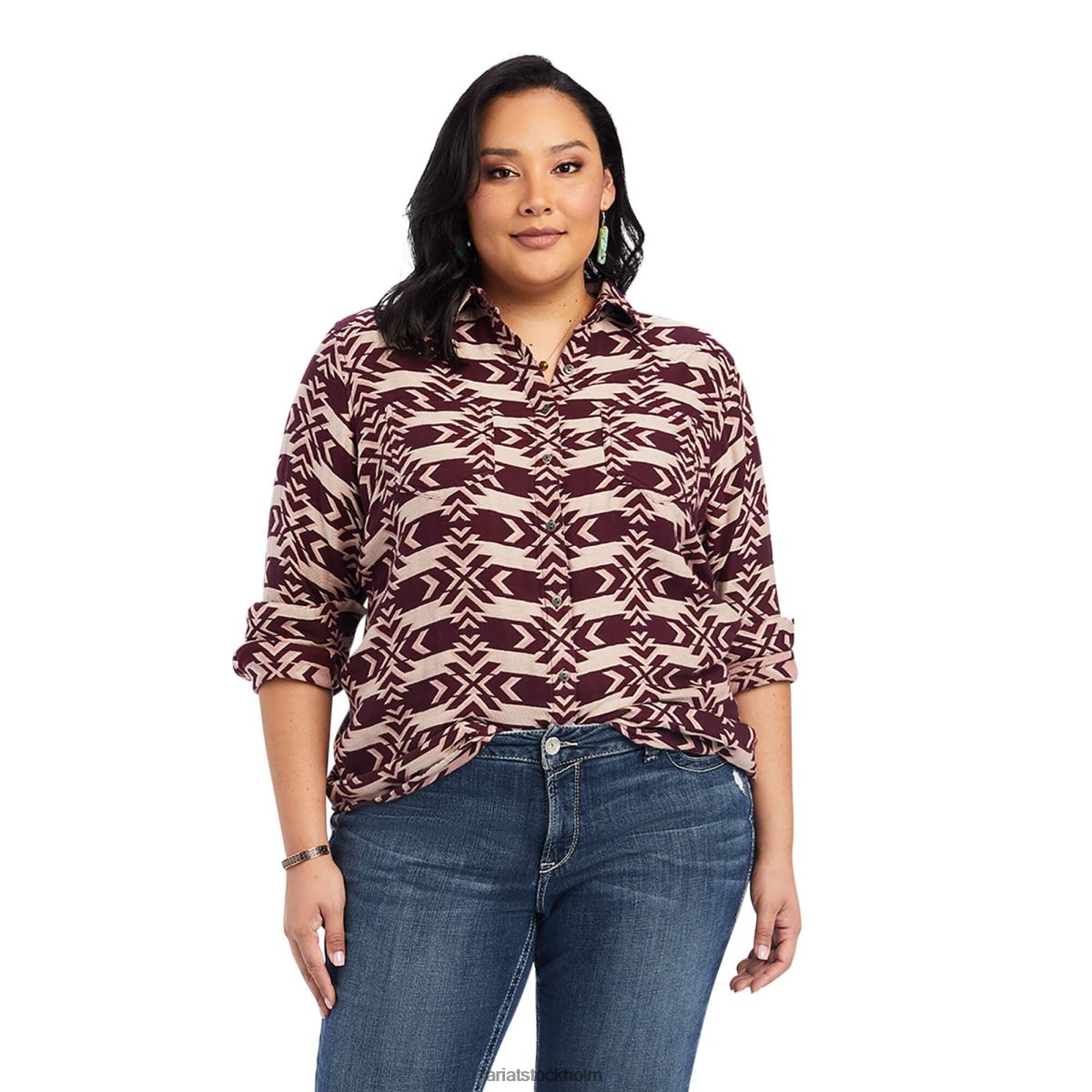 blast Ariat riktig billie jean skjorta nordstjärna jacquard kvinnor F04843062