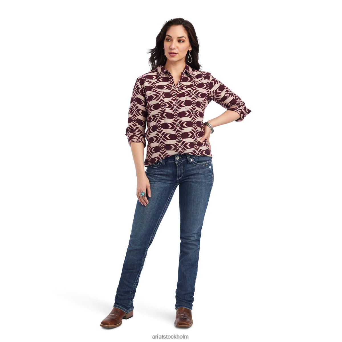 blast Ariat riktig billie jean skjorta nordstjärna jacquard kvinnor F04843062