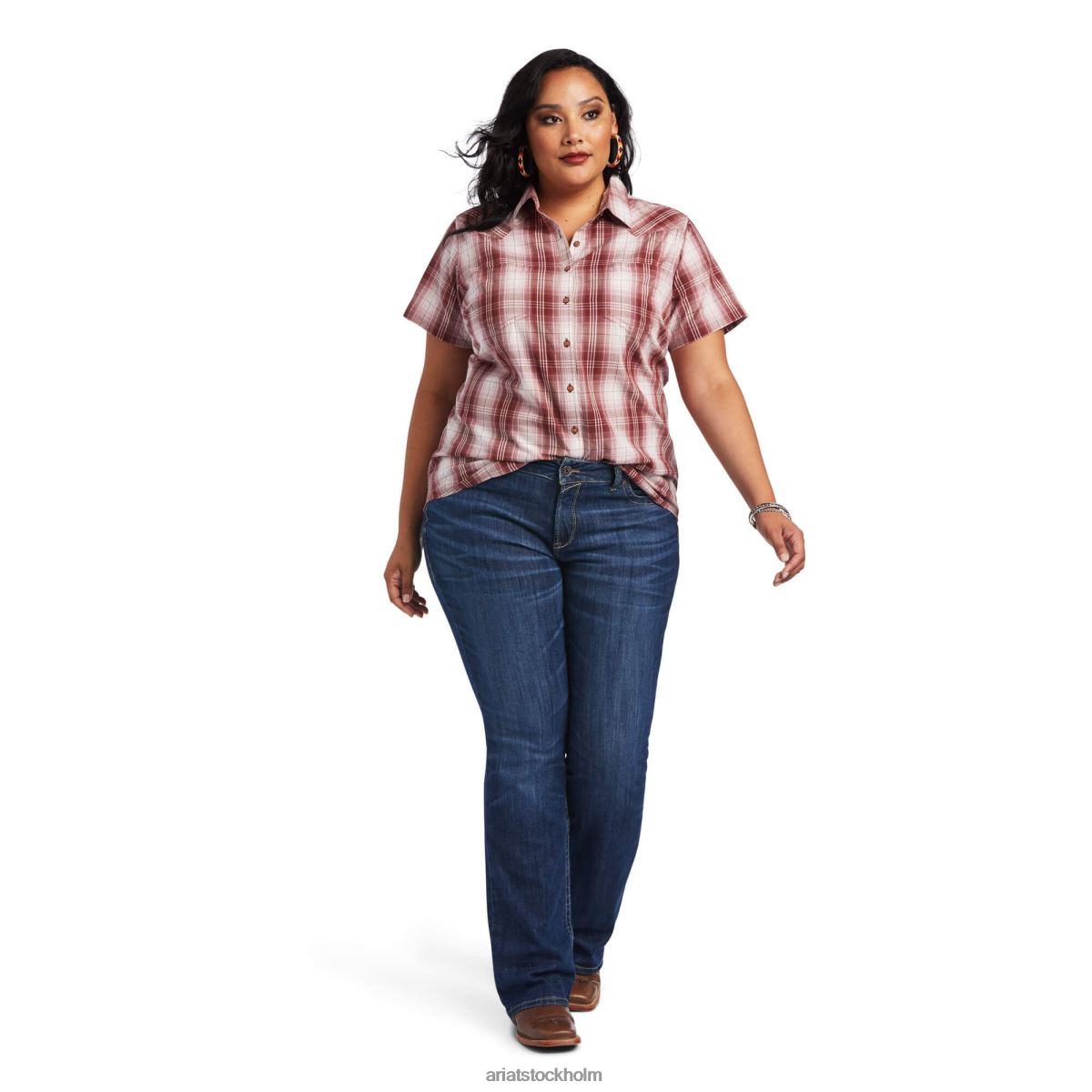 blast Ariat riktig billie jean skjorta rostig pläd kvinnor F04843141