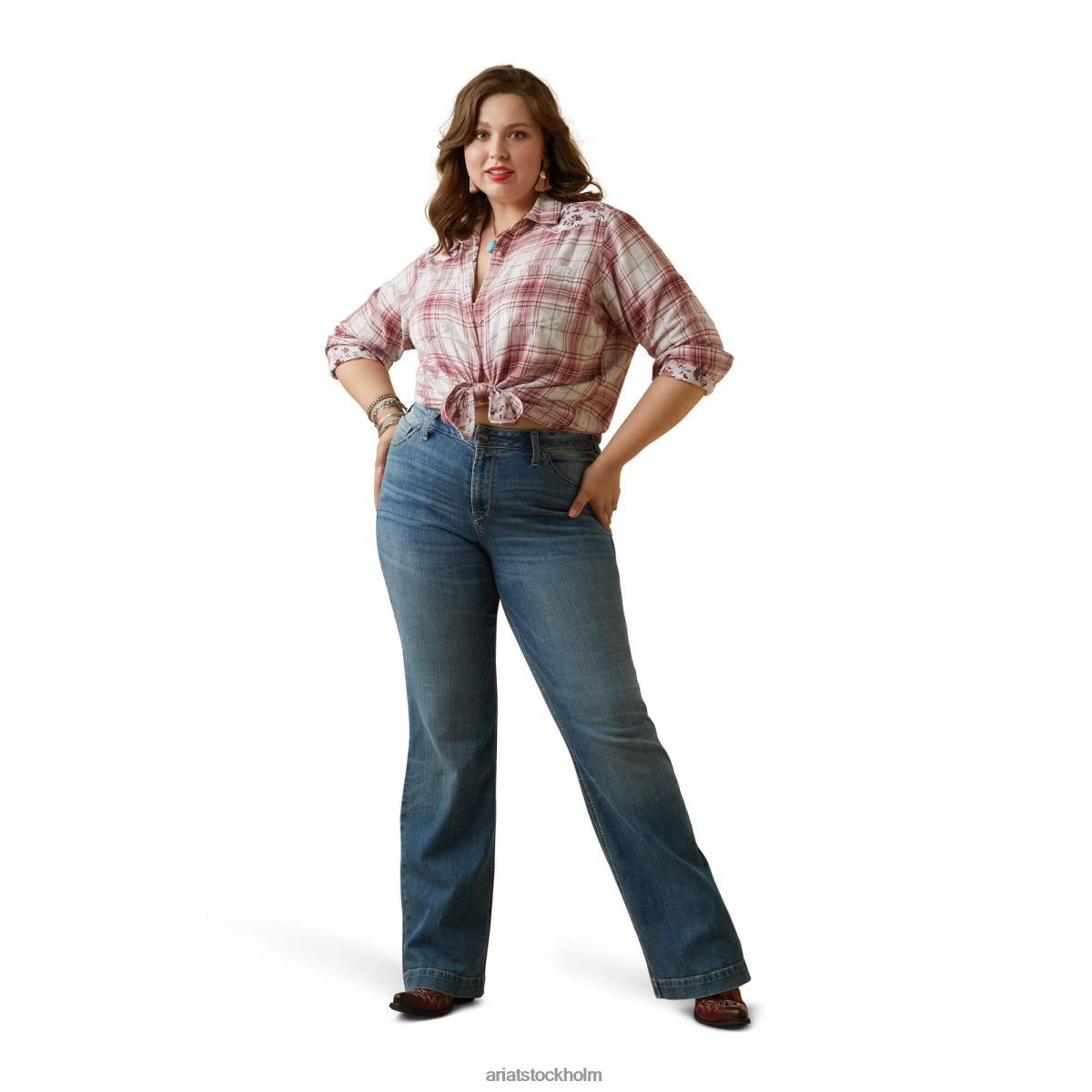 blast Ariat riktig billie jean skjorta willa pläd blommig kvinnor F04842771