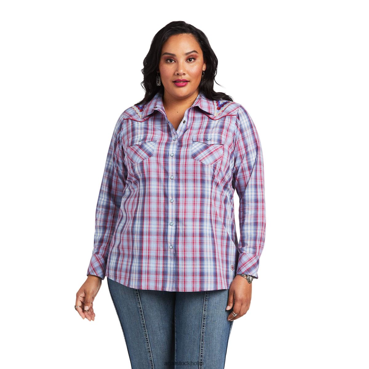 blast Ariat riktig blåklintskjorta blåklint pläd kvinnor F04843007