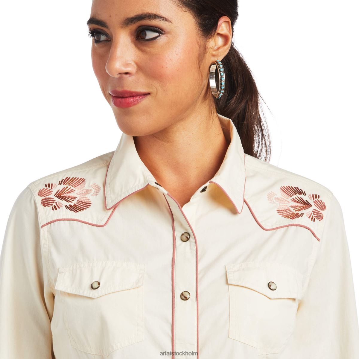 blast Ariat riktig georgia skjorta Vit svan kvinnor F04842798