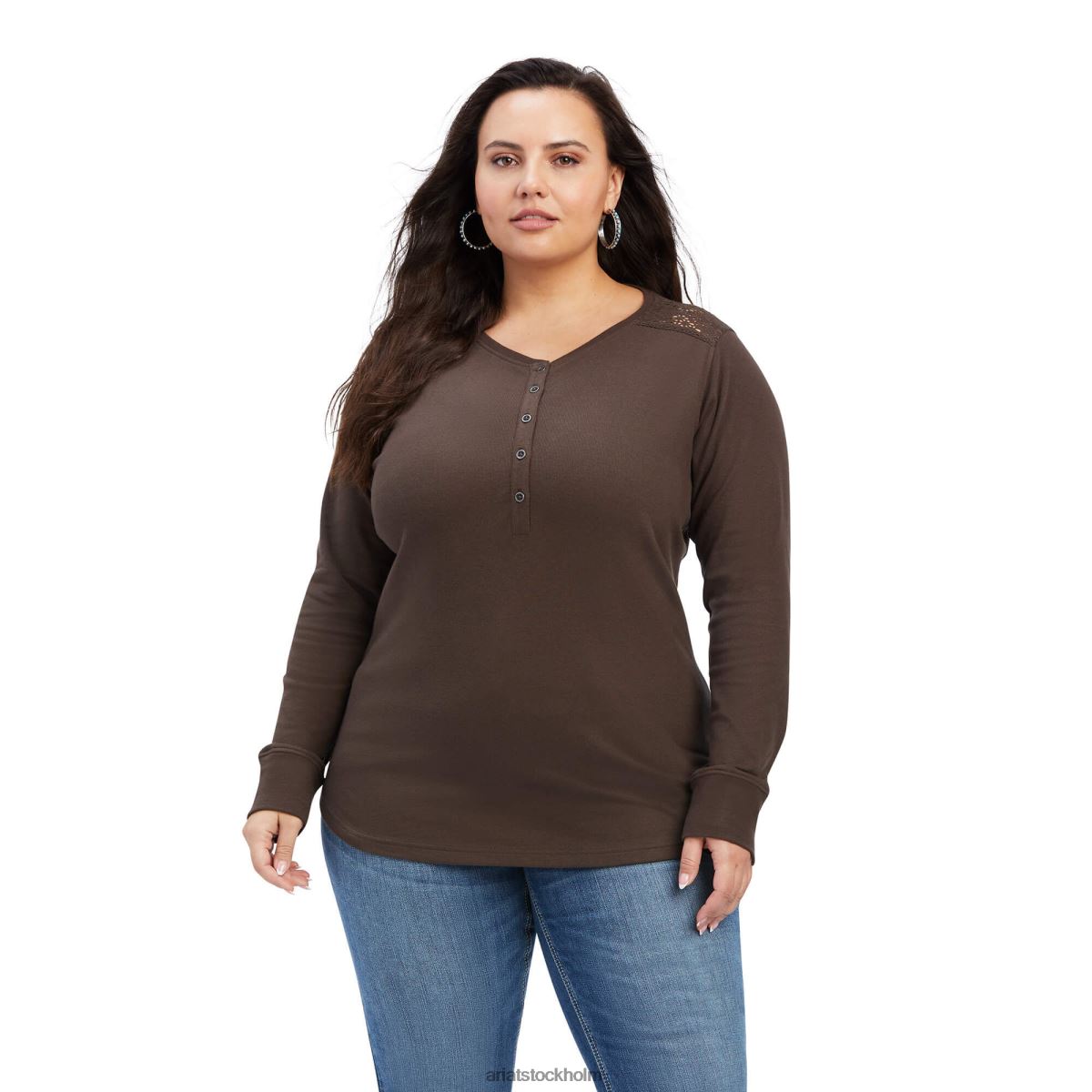 blast Ariat riktig henley skjorta paranöt kvinnor F04842987