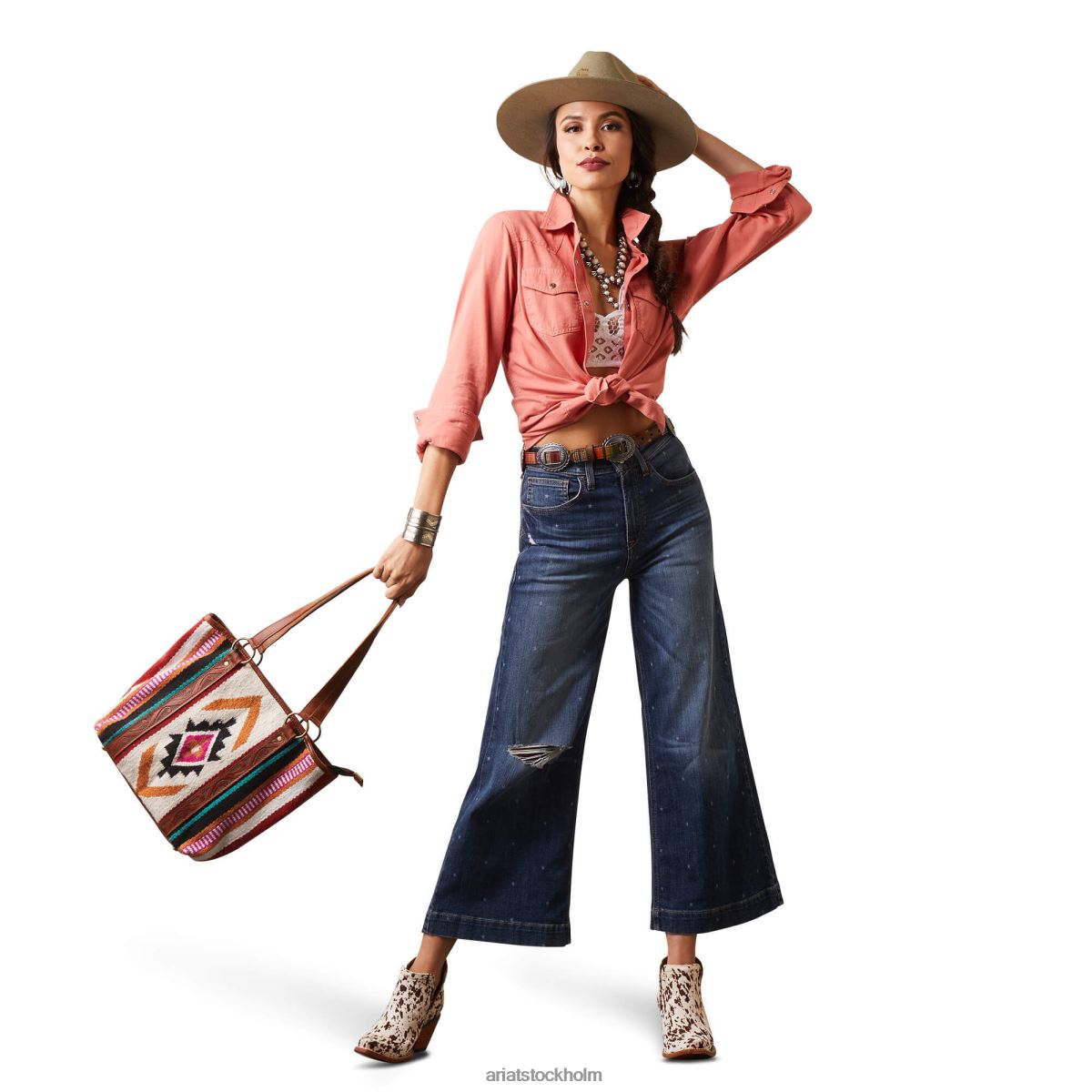 blast Ariat riktig jurlington snapskjorta blekt tegel kvinnor F04842796