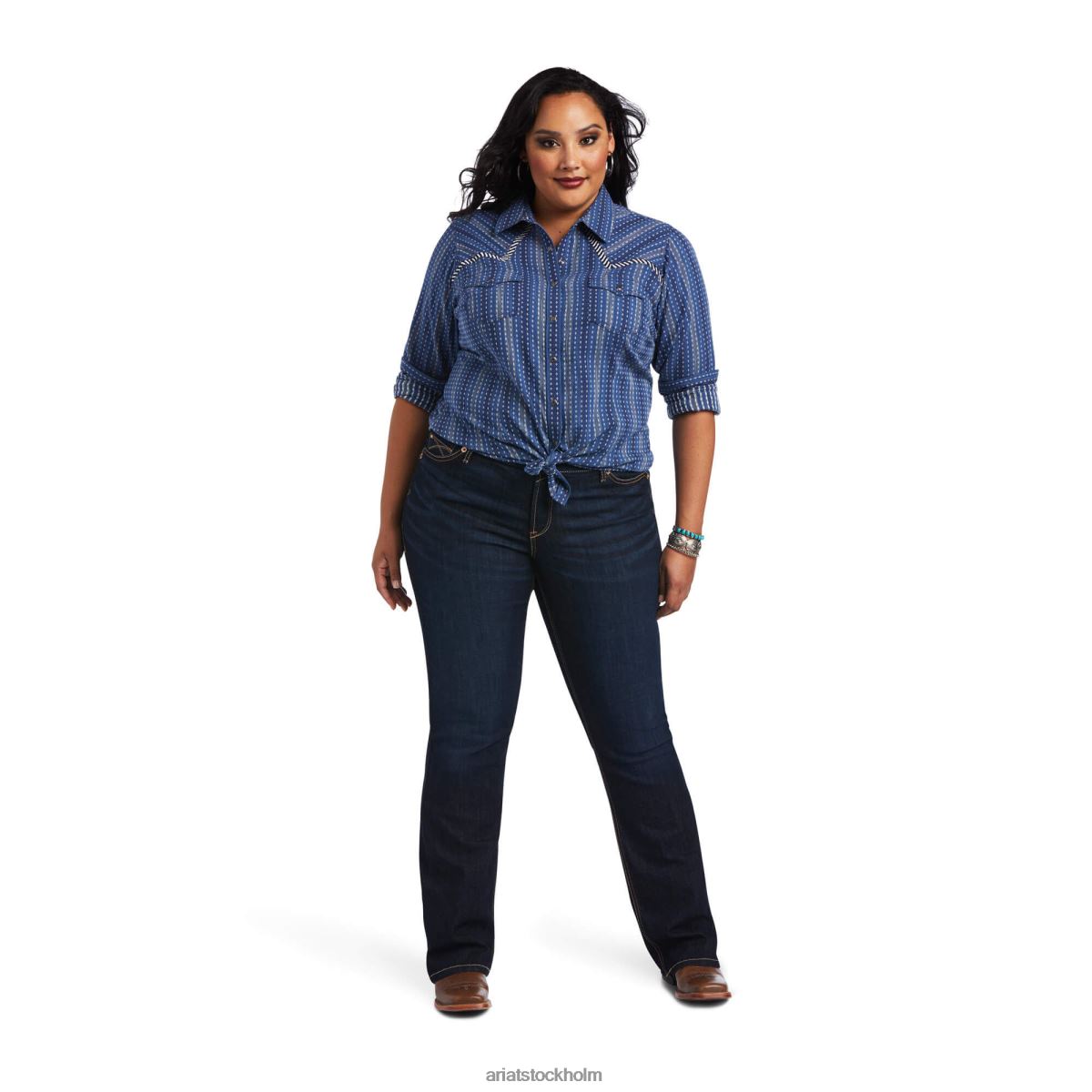 blast Ariat riktig älskling skjorta chambray dobby kvinnor F04843079