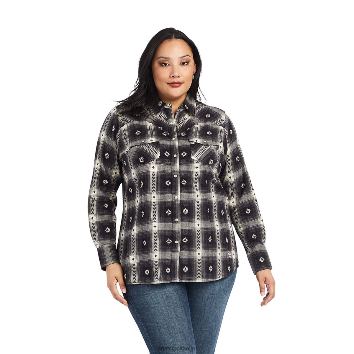 blast Ariat riktig åskväderskjorta åskväder pläd dobby flann kvinnor F04842882
