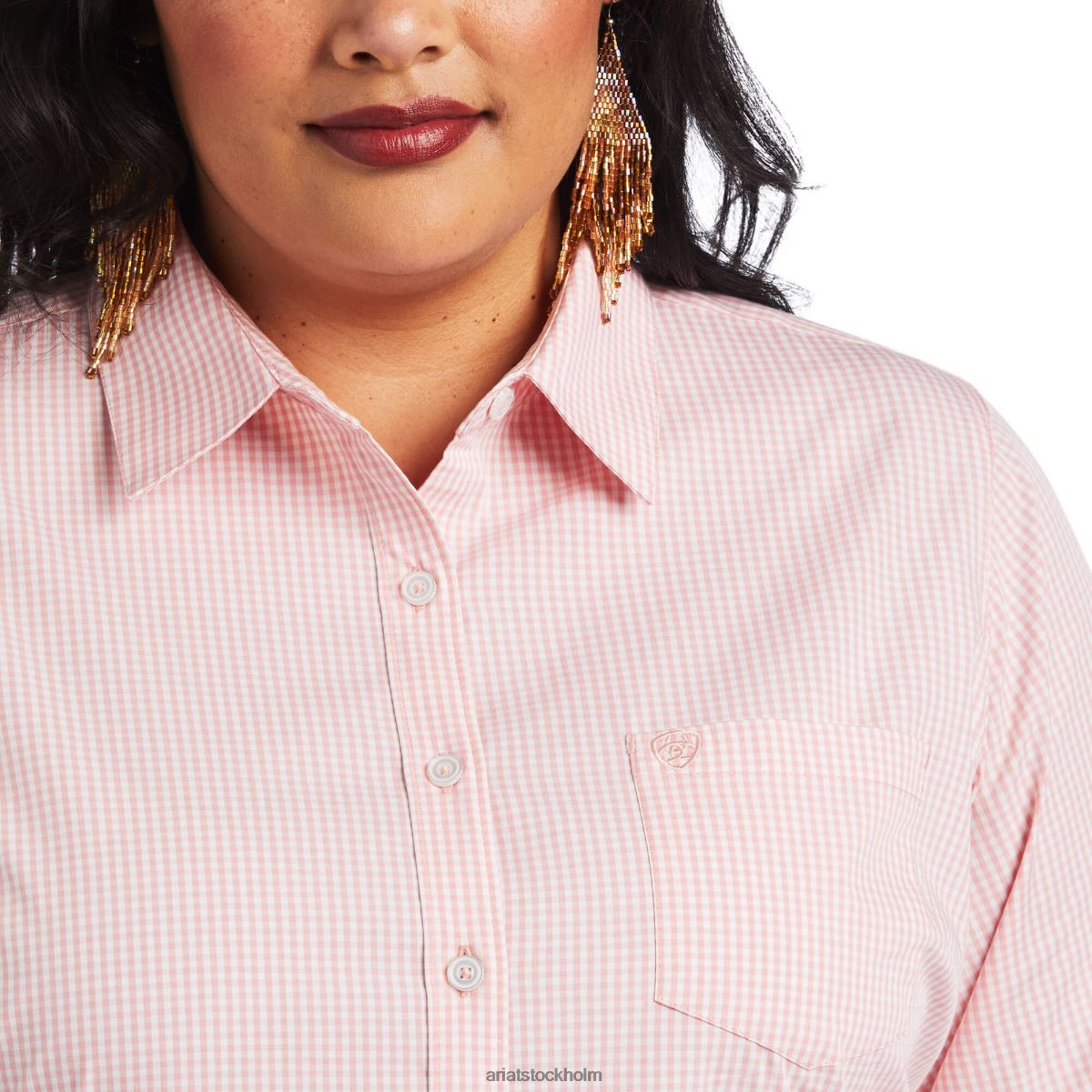 blast Ariat rynkbeständig kirby stretchskjorta brudros/vit gingham chec kvinnor F04842853