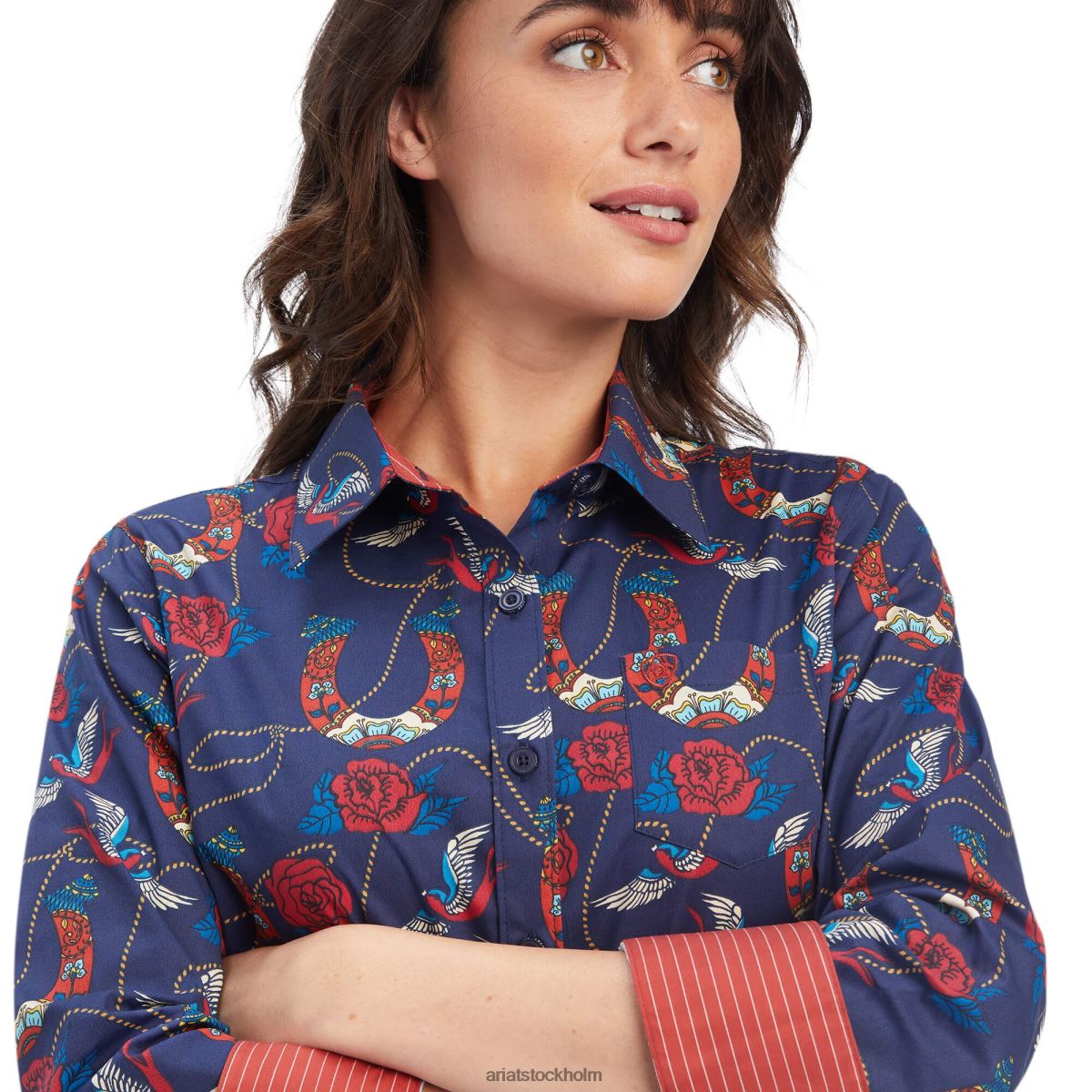 blast Ariat rynkbeständig kirby stretchskjorta ropey rostryck kvinnor F04842895