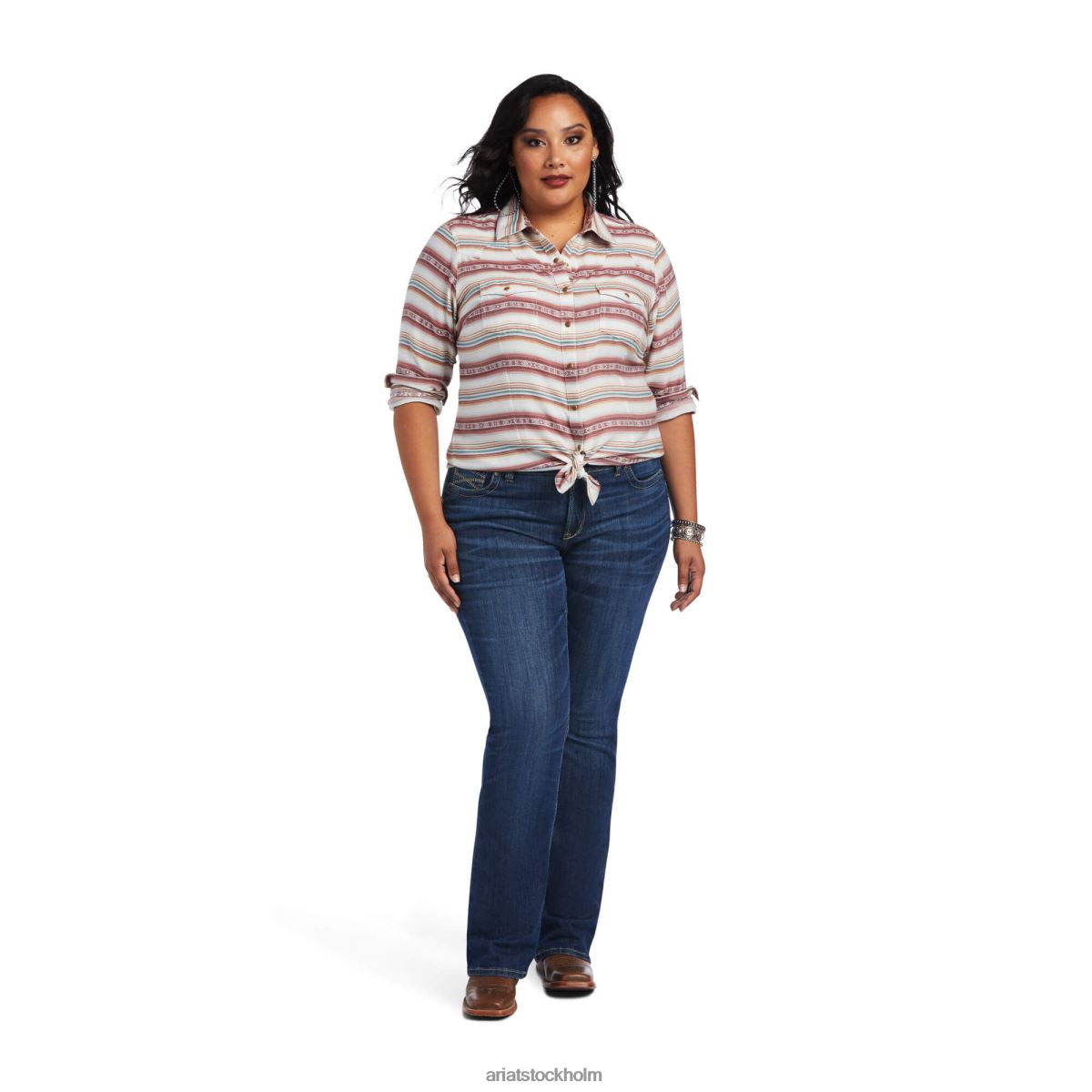 blast Ariat skjorta i äkta rosenträ palisander jacquard kvinnor F04842948