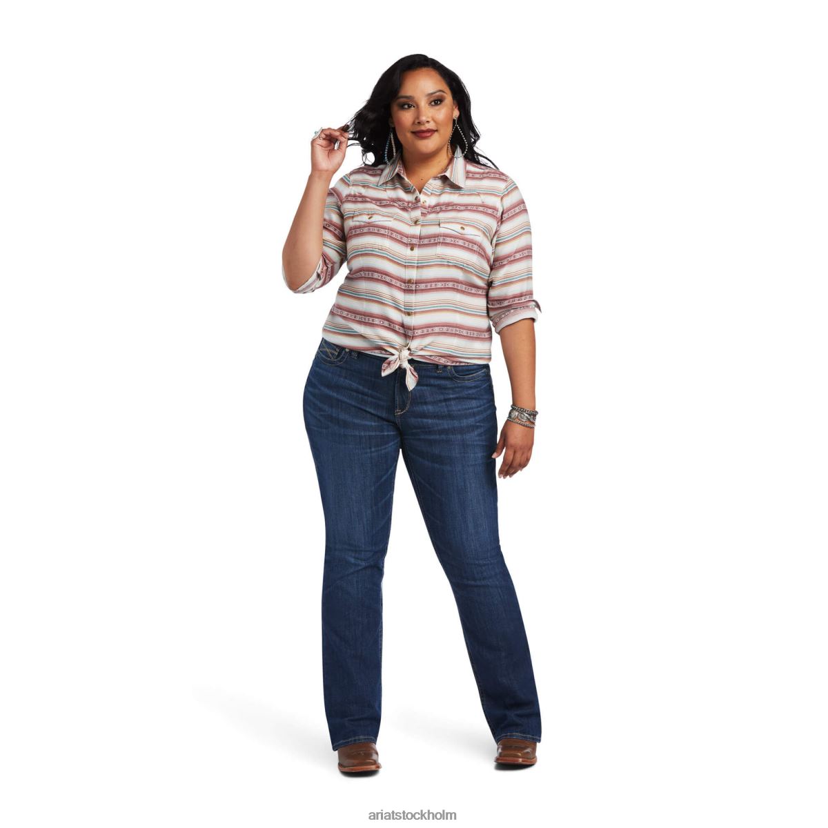 blast Ariat skjorta i äkta rosenträ palisander jacquard kvinnor F04842948