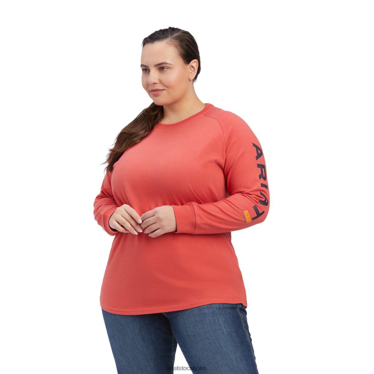 blast Ariat stark logotyp i armeringsjärn i bomull bakat äpple/mood indigo kvinnor F04843131