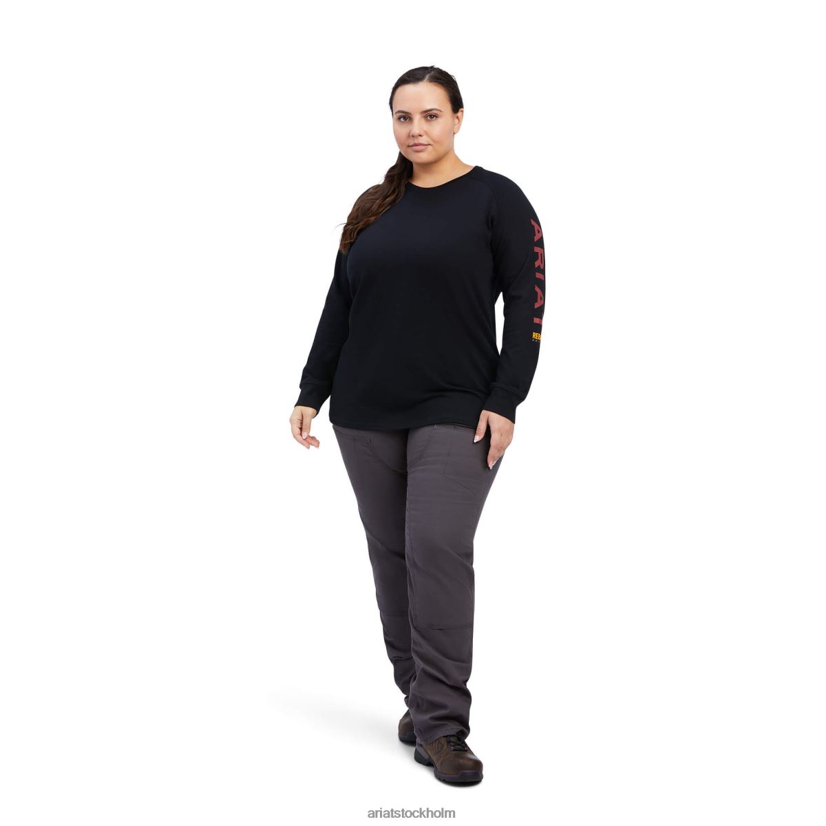 blast Ariat stark logotyp i armeringsjärn i bomull svart/palisander kvinnor F04843065