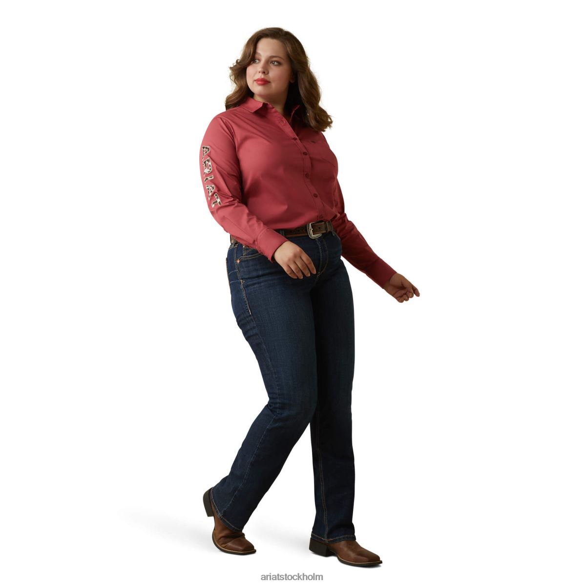 blast Ariat team kirby stretchtröja jordröd m/ponny emb kvinnor F04842920