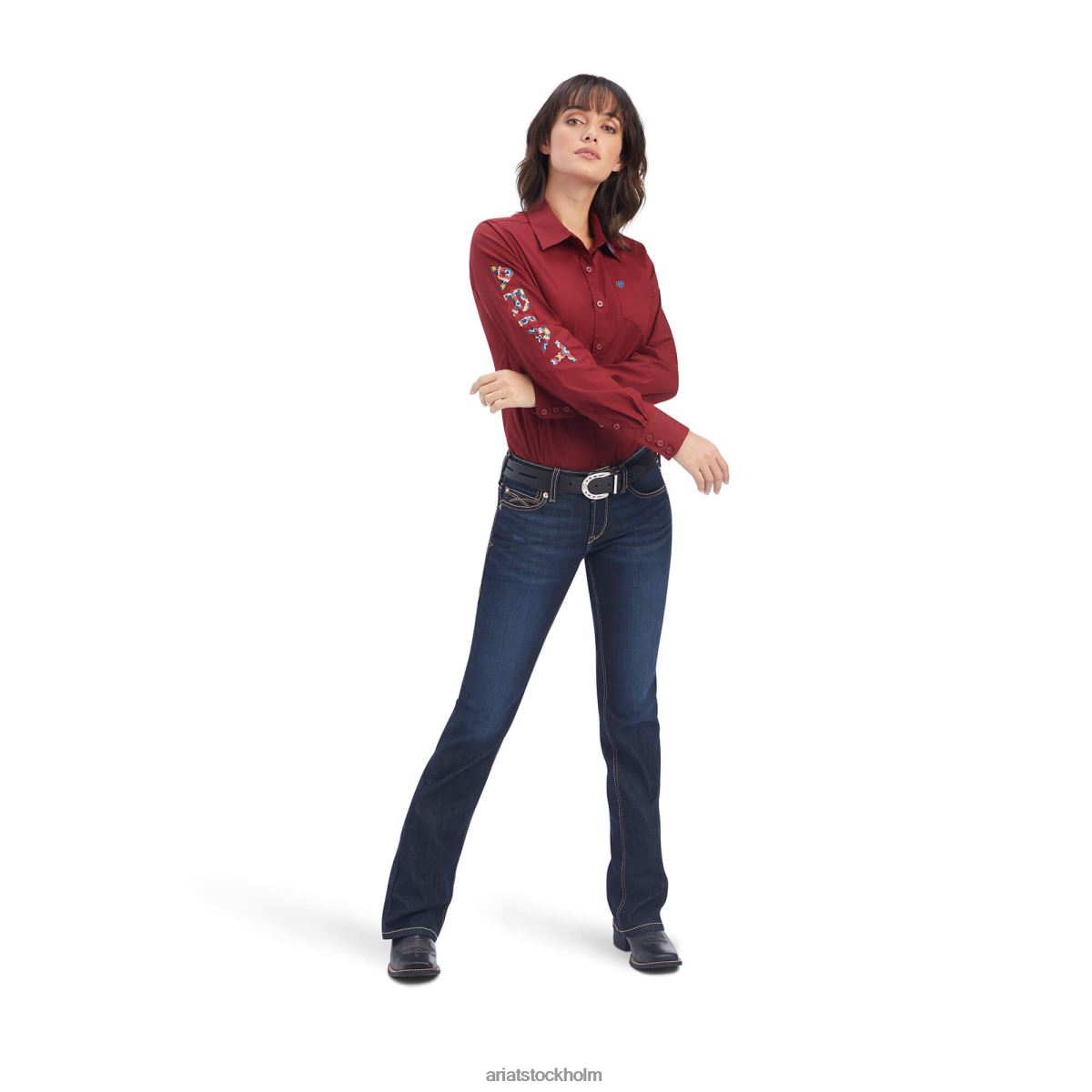 blast Ariat team kirby stretchtröja röd röd kvinnor F04842781