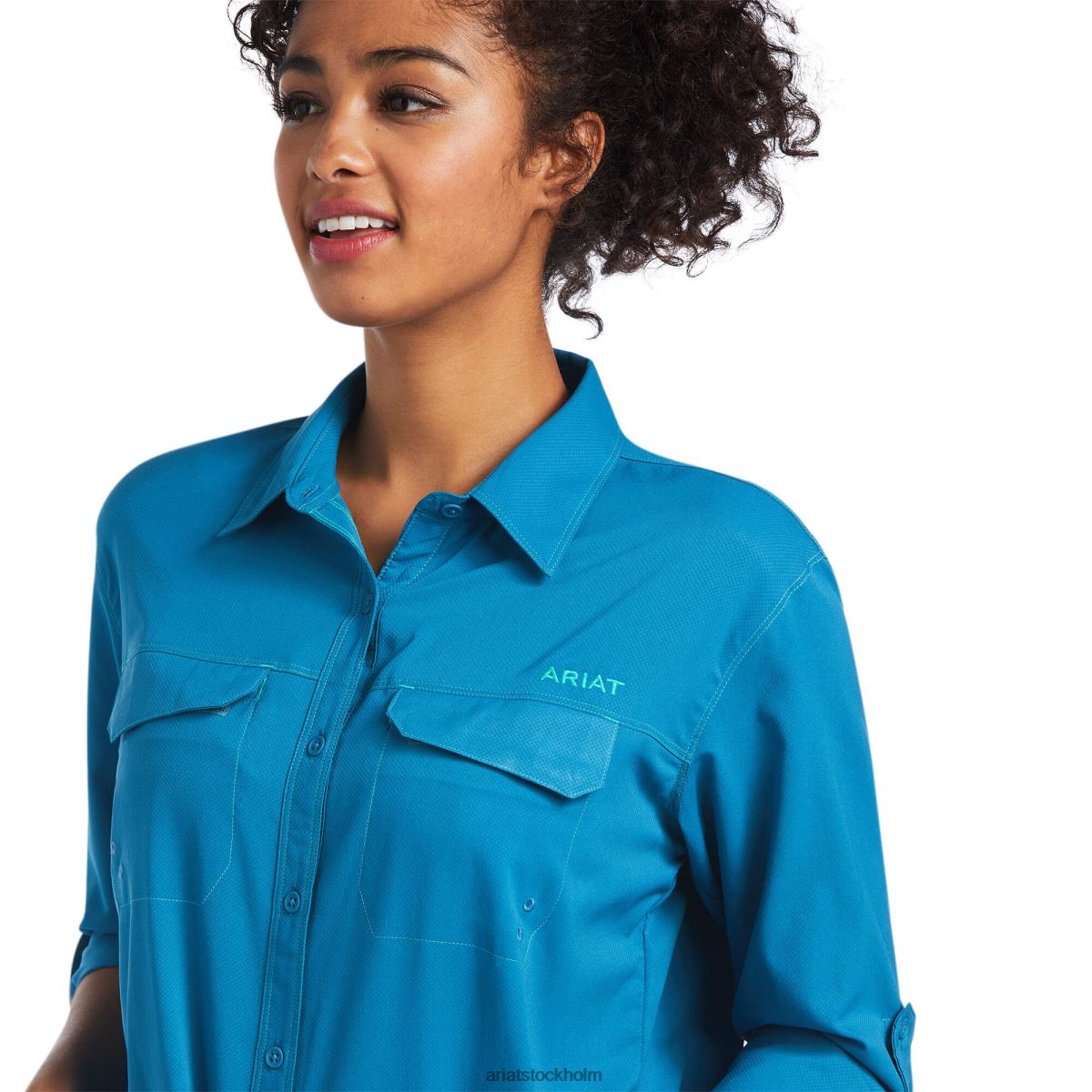 blast Ariat utgående venttek stretchskjorta sachsen blå kvinnor F04843070