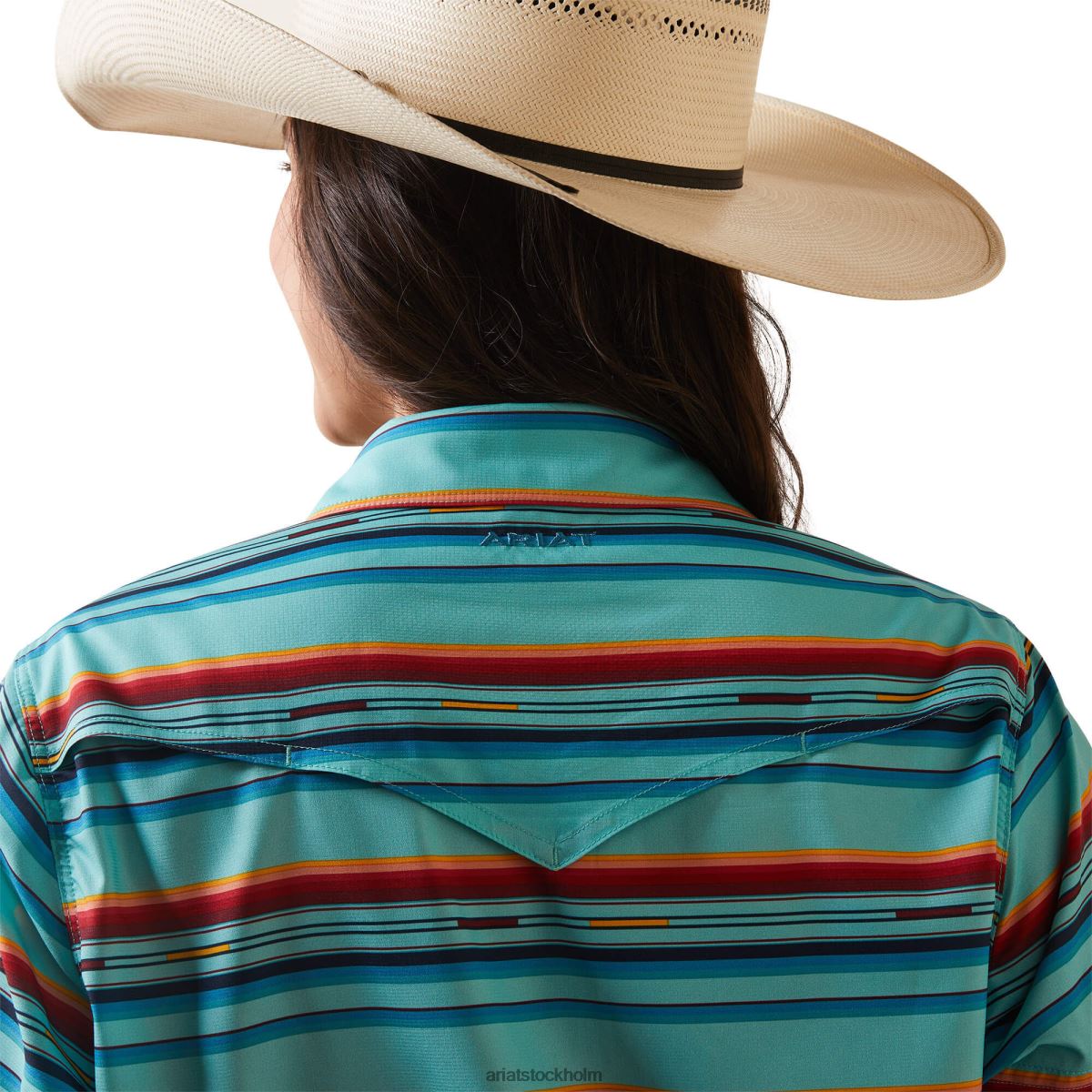 blast Ariat västern ventek skjorta pool blå rosa serape kvinnor F04842766
