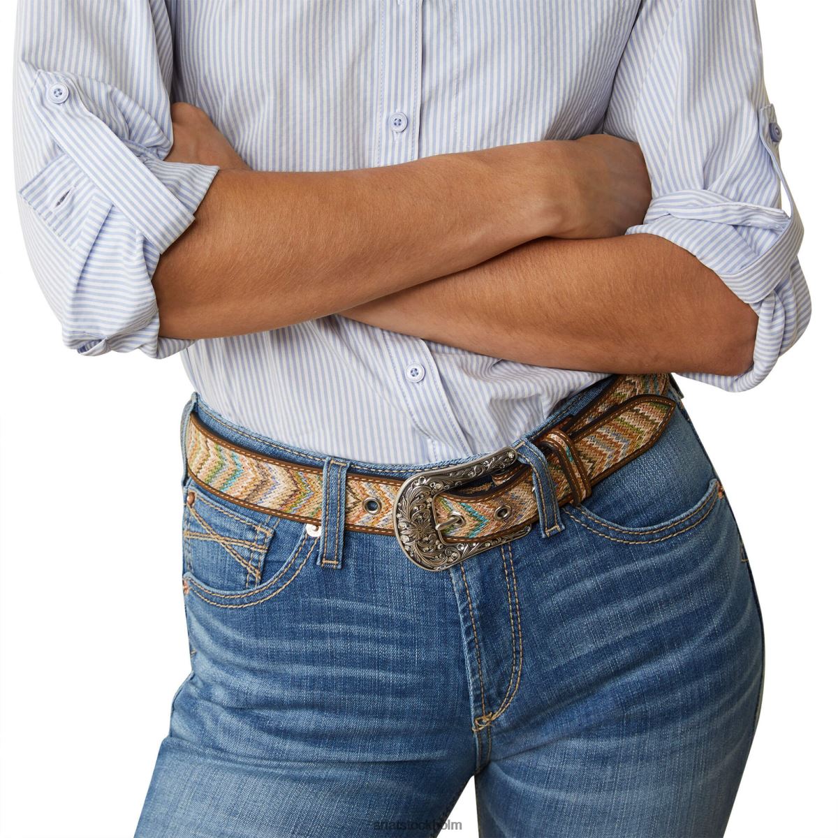 blast Ariat venttek stretch skjorta klassisk blå rand kvinnor F04842834